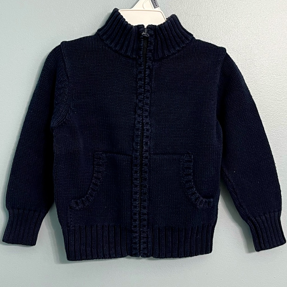 Old Navy 2T Navy Blue Full Zip Knit Sweater Jacket